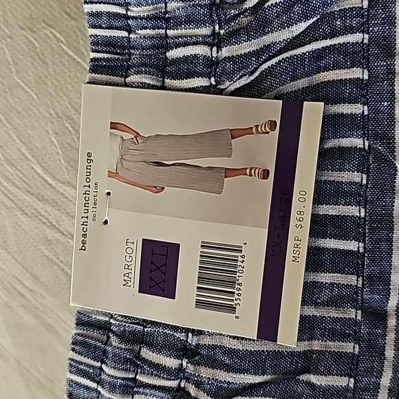 BeachLunchLounge Cropped Linen Striped Pants Size XXL - Picture 10 of 15